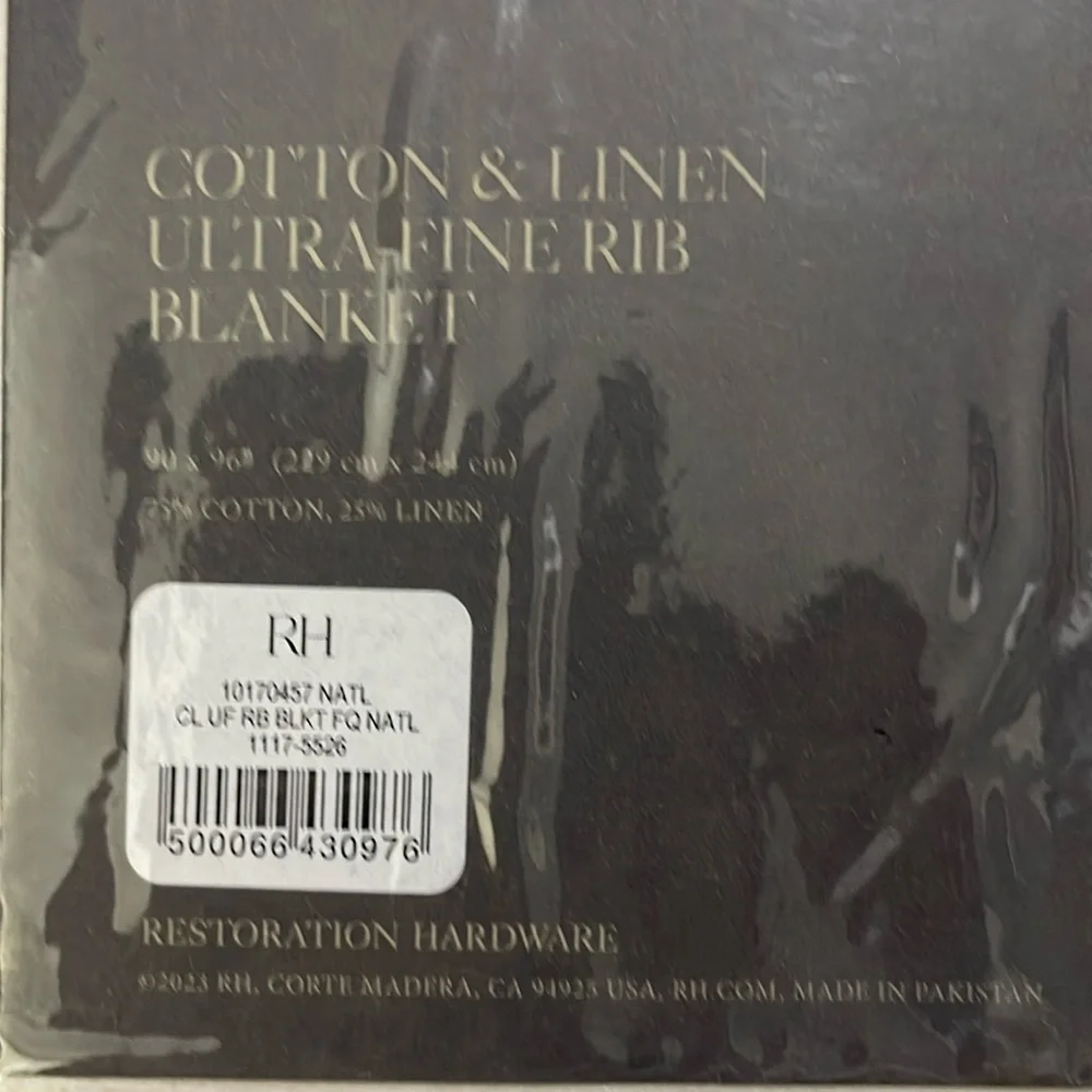 NWT- Restoration Hardware - Cotton & Linen Ultra-Fine Rib Blanket (full/queen)